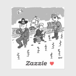 Pegatina Los piratas son jardinería usando una pierna de ma