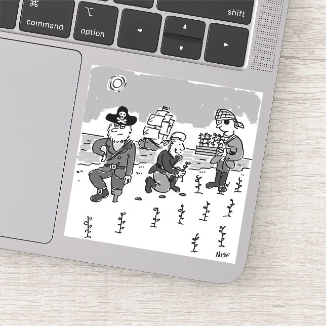 Pegatina Los piratas son jardinería usando una pierna de ma (Detalle)