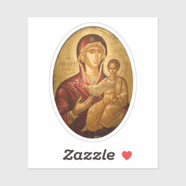 Pegatina Los Theotokos y el vinilo ortodoxo del niño Cristo (Hoja)