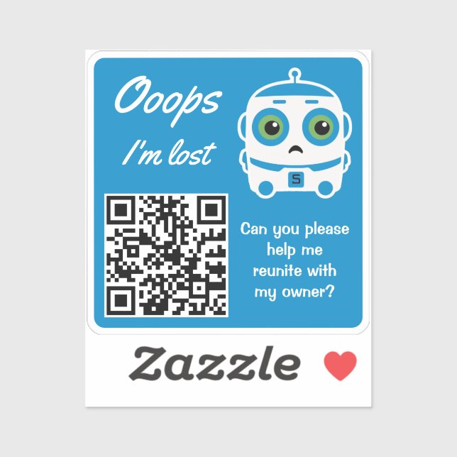 Pegatina Lost Item Return QR Sticker Blue Bot (Hoja)