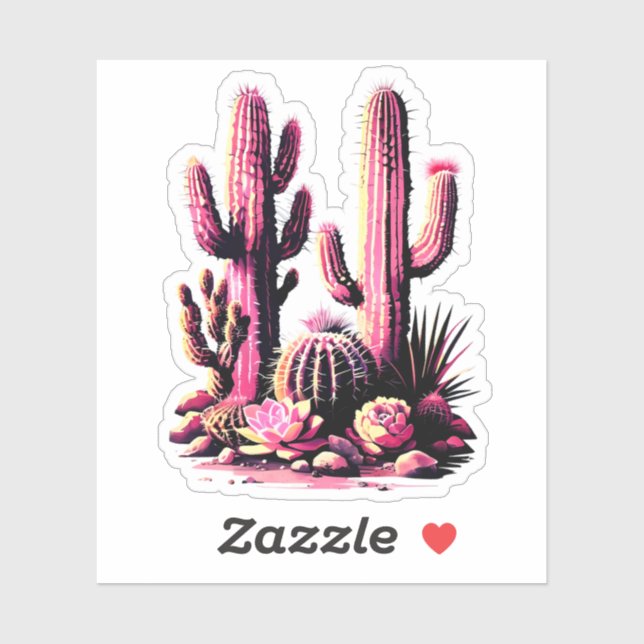 Pegatina Lote Cacti Rosa (Hoja)