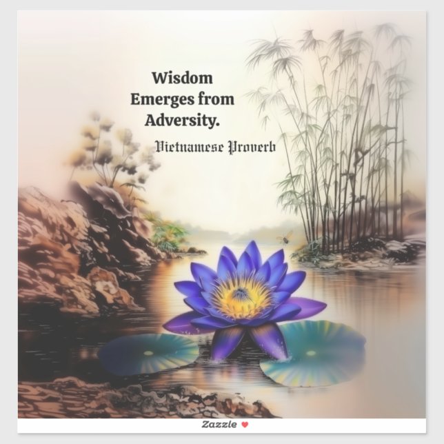 Pegatina Lotus azul que emerge de las aguas turbias (vietna (Hoja)