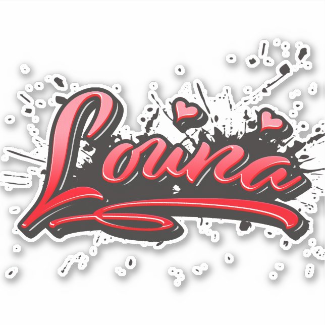 Pegatina Louna red Heart Graffiti Aufkleber Sticker (Anverso)