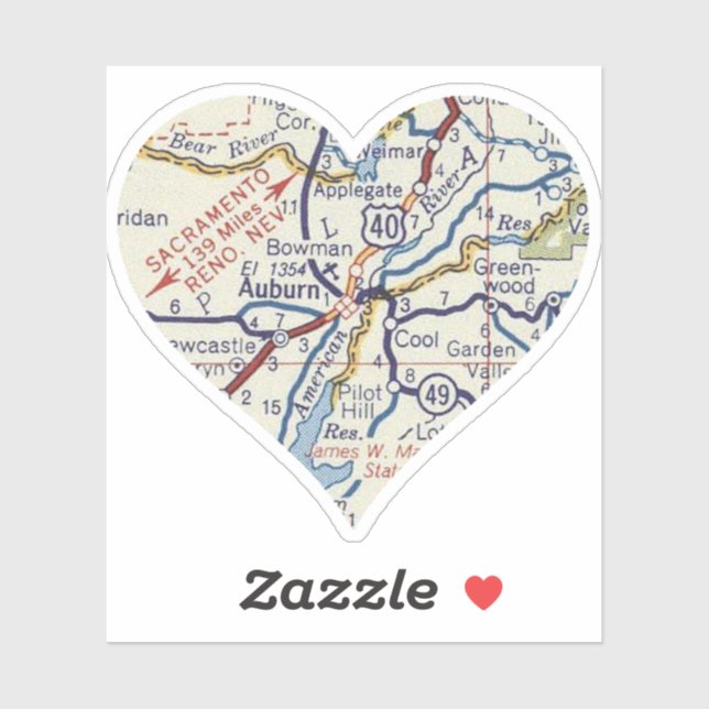 Pegatina Love Auburn California (Hoja)