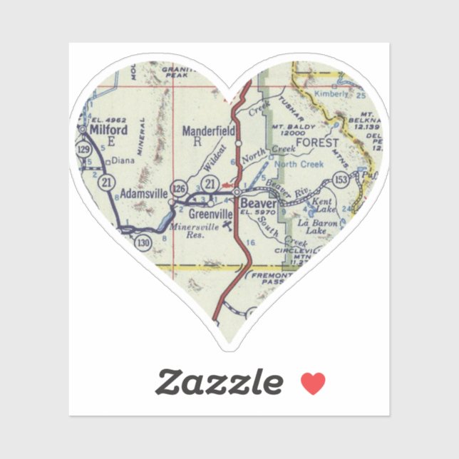 Pegatina Love Beaver Utah (Hoja)