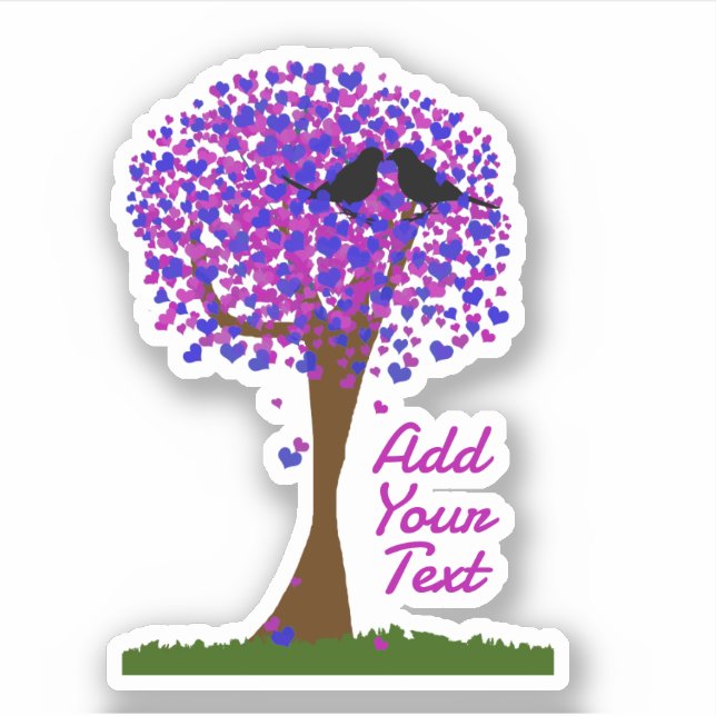 Pegatina Love Birds in a Tree of Hearts - Winter Love (Anverso)