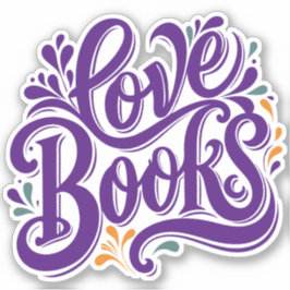 Pegatina Love Books Calligraphy Heart Design
