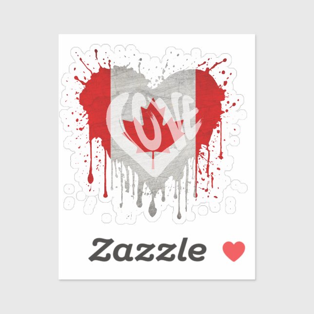 Pegatina Love Canada Flag (Hoja)