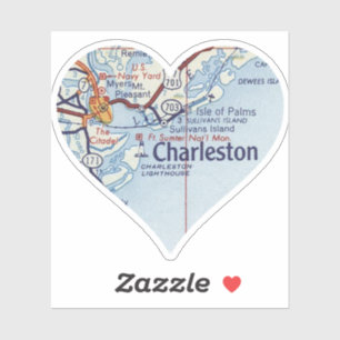 Pegatina Love Charleston SC Map