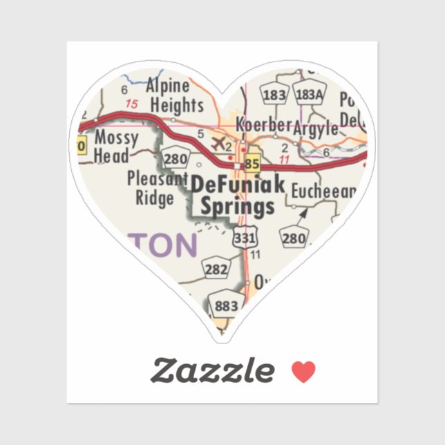 Pegatina Love DeFuniak Springs Florida (Hoja)