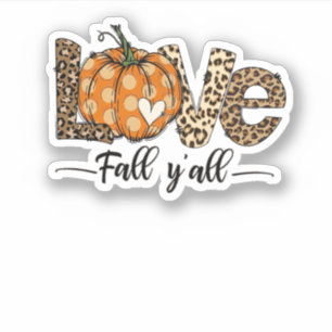 Pegatina Love Fall Y'All Shirkin Pumpkin Shirt Leopard