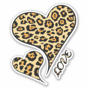 Pegatina Love Hearts Leopard Print Cheetah Animal Lover T-