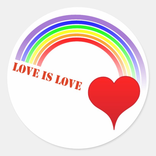 Pegatina LOVE IS LOVE Rainbow Heart design (Anverso)