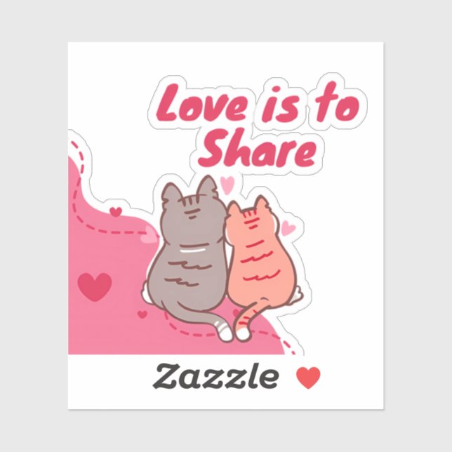 Pegatina  Love Is to Share Cute Cats  (Hoja)