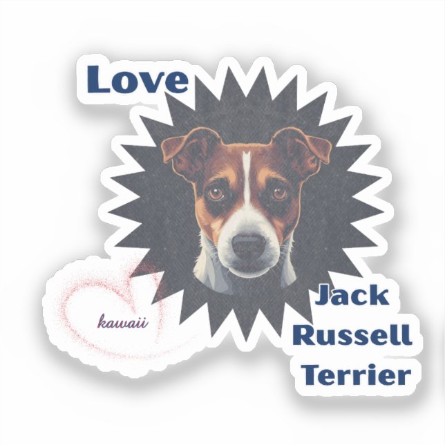 Pegatina Love Jack Russell Terrier ビンテージ風♡ (Anverso)