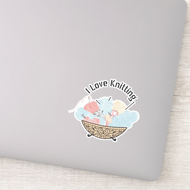 Pegatina Love Knitting Yarn Bowl (Detalle)