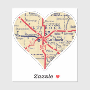 Pegatina Love Lubbock TX Map