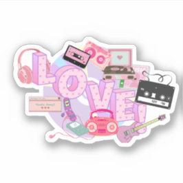 Pegatina LOVE & MUSIC Y2K Retro Sticker – Pink Pop Vibes