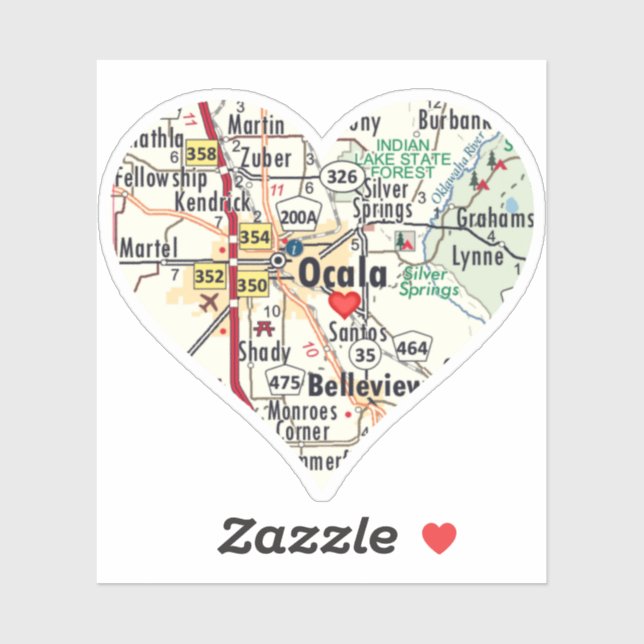 Pegatina Love Ocala Florida (Hoja)