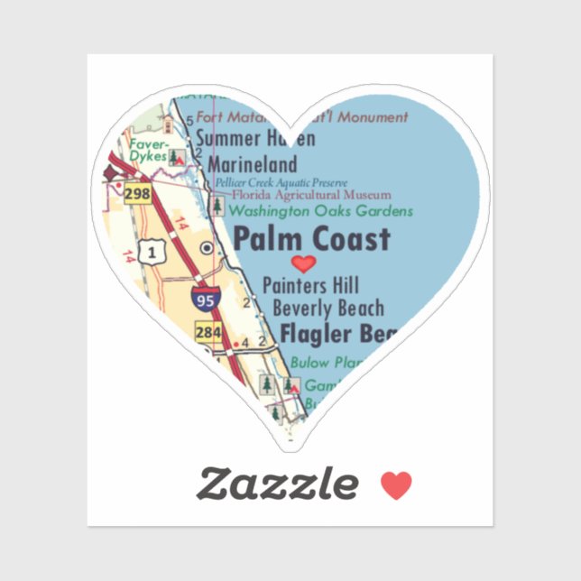 Pegatina Love Palm Coast FL (Hoja)