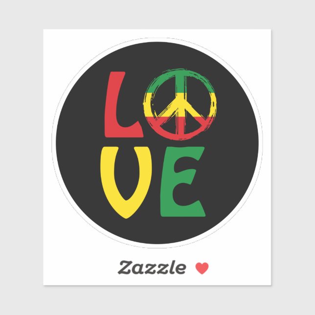 Pegatina LOVE Reggae with peace symbol (Hoja)