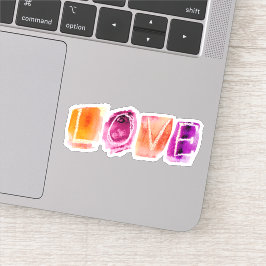 Pegatina LOVE Watercolor Naranja púrpura Personalizado Pega
