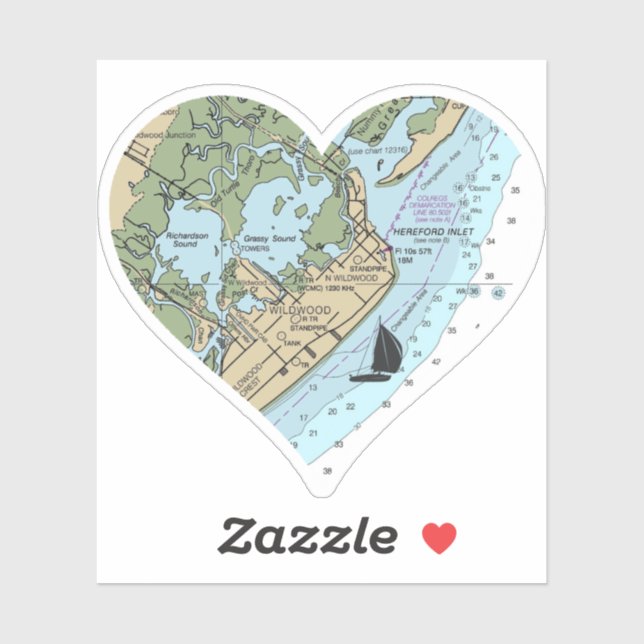 Pegatina Love Wildwood NJ Chart (Hoja)