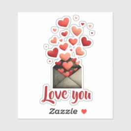 Pegatina Love You Valentine Envelope Design