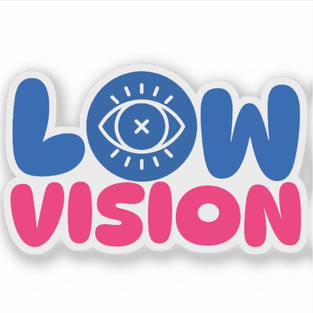 Pegatina Low Vision - blue and pink (Anverso)