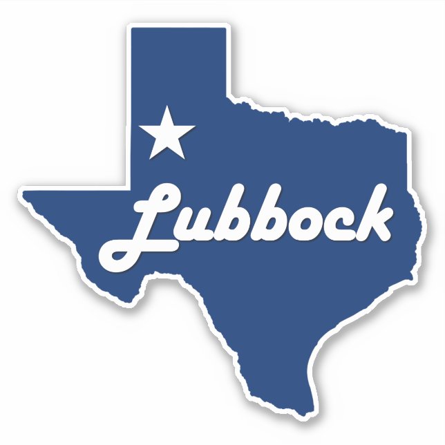 Pegatina Lubbock, Texas Lone Star State Map (Anverso)
