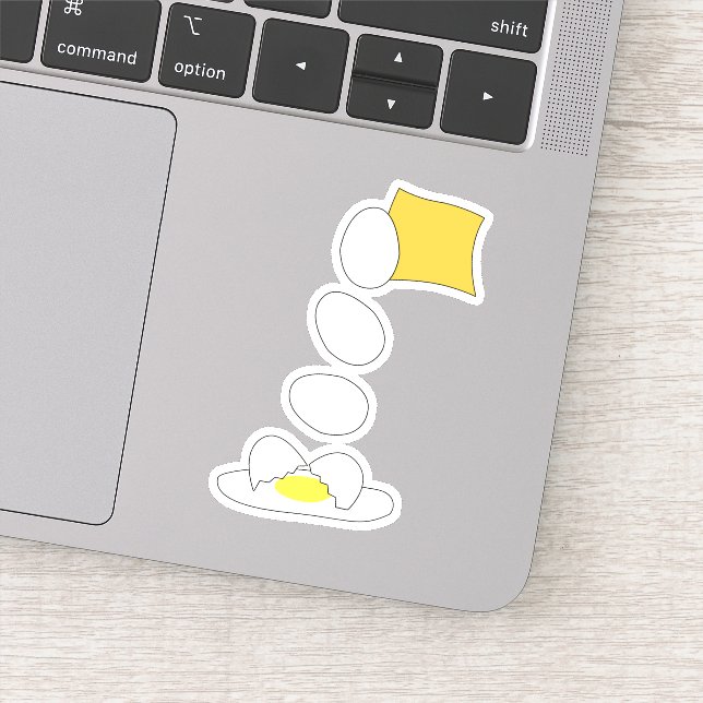 Pegatina Lucha por la comida - Queso vs Huevo. (Detalle)