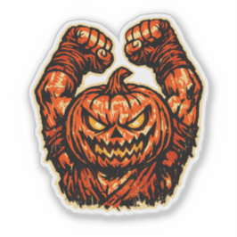 Pegatina Luchador de Halloween de Calabaza — Espeluznante V