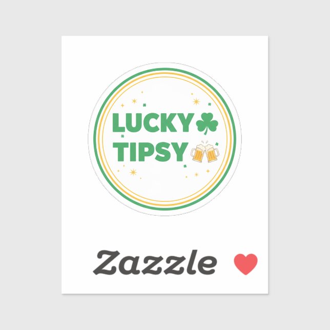 Pegatina Lucky And Tipsy Funny Beer Clover St Patrick's Day (Hoja)