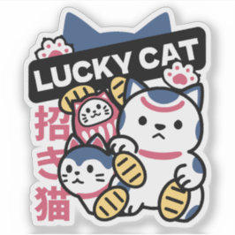 Pegatina Lucky Cat Maneki Neko – Japanese Fortune Cat 