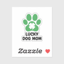 Lucky Dog Mom Green Shamrock Paw Print St Patrick
