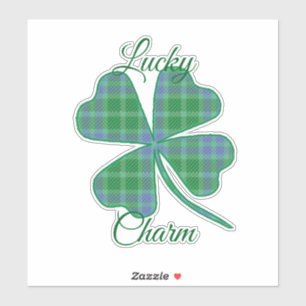 Pegatina Lucky Green Plaid Shamrock Four-Leaf Clover 