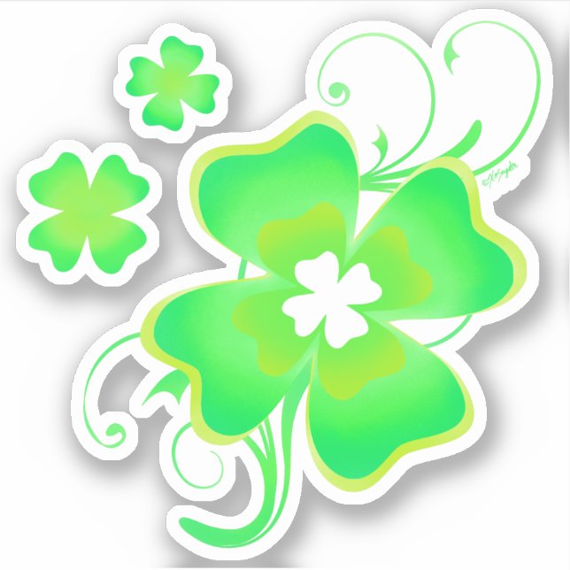 Pegatina Lucky Irish Four Leaf Clover (Anverso)