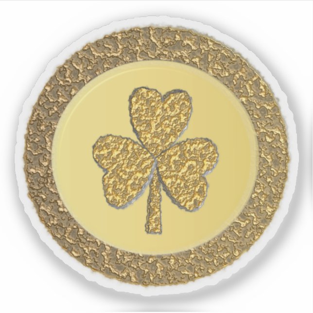 Pegatina Lucky Irish Shamrock Gold Coin (Anverso)