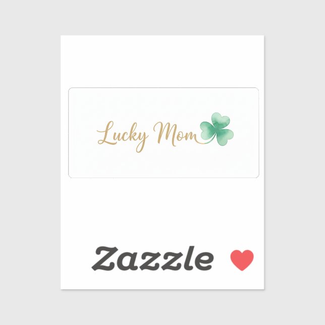 Pegatina Lucky Mom Elegant Script Heart Shamrock St Patrick (Hoja)
