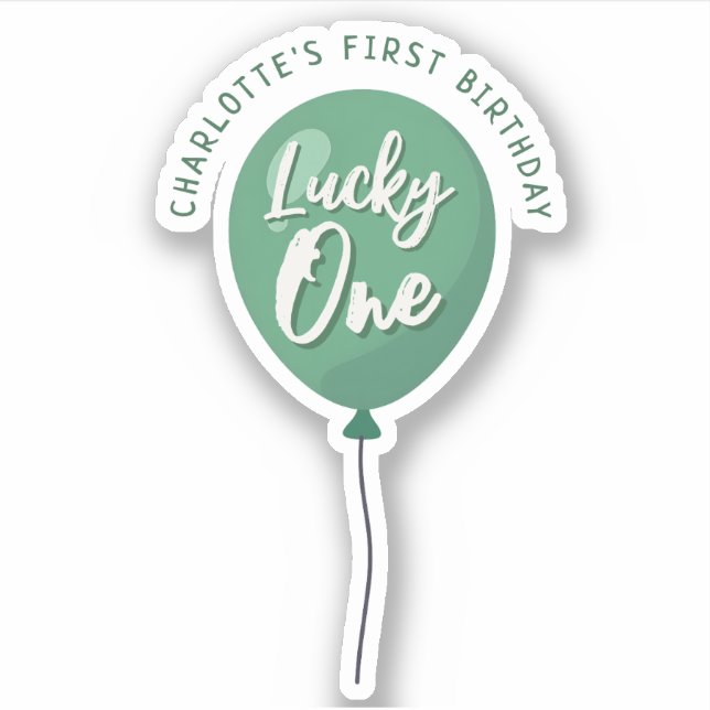 Pegatina Lucky One cumpleaños St Patricks Day Globo (Anverso)