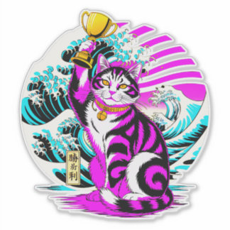 Pegatina Lucky Victory Cat  - Japanese Good Luck Charm