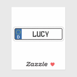 Pegatina Lucy German Car License Plate
