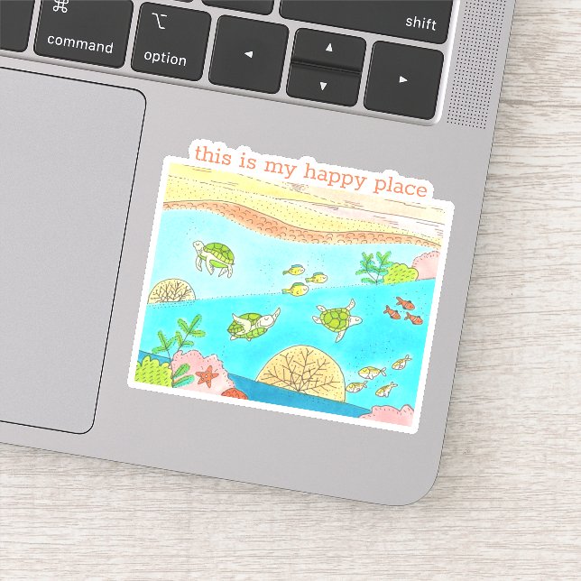 Pegatina Lugar Feliz de la Tortuga Marina (Detalle)