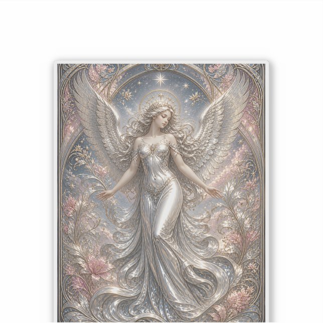 Pegatina Lumina Ascendant – Retrato de Ángel Celestial (Anverso)