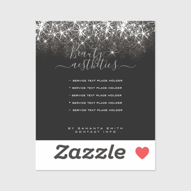 Pegatina Luminosa Platino Purpurina Elegante Belleza (Hoja)