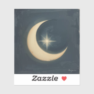 Pegatina Luna Acunando una Estrella 🌌🎨