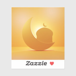 Pegatina luna creciente brillante y adorno de mezquita