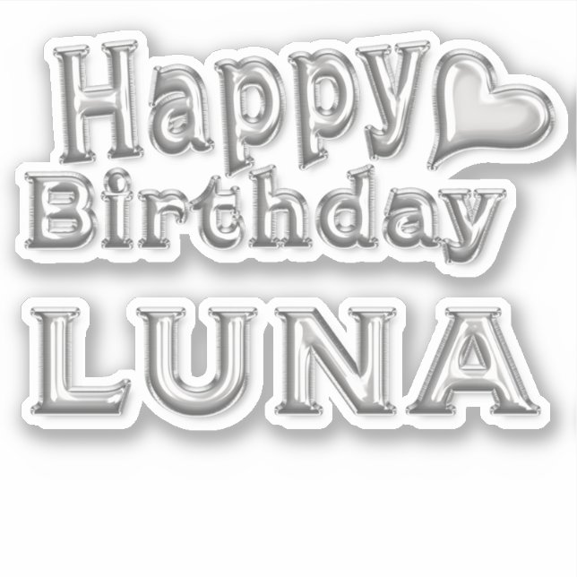 Pegatina Luna Happy Birthday silver Aufkleber Sticker (Anverso)