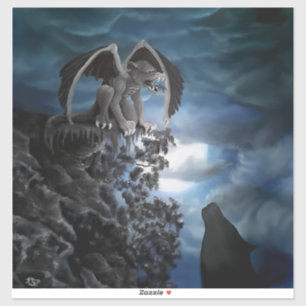 Pegatina Luna lobo - Lobo con Golem