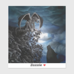 Pegatina Luna lobo - Lobo con Golem